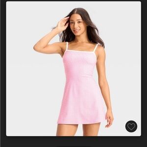 NWT Wild Fable Pink Gingham Sz M Butterbliss Mini Skater Dress